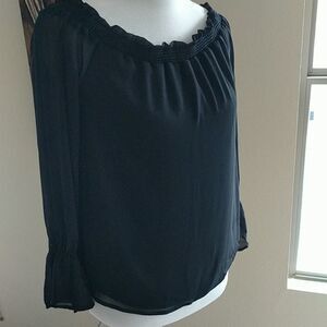 Wayf Semi Sheer 3/4 Bell Sleeve Blouse (B15)